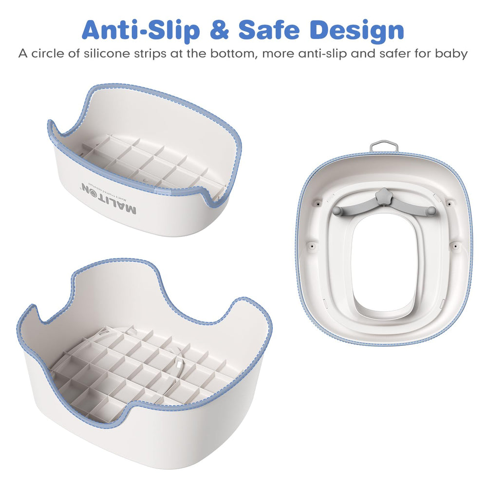 Maliton kid reaches sink with stool for easy handwashing after use.