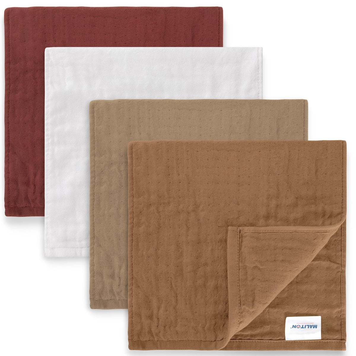 Maliton Muslin Burp Cloth flat lay showing soft 100% cotton texture