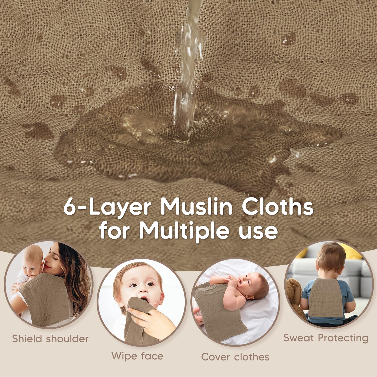 Maliton Muslin Burp Cloth soft texture close-up emphasizes breathable comfort