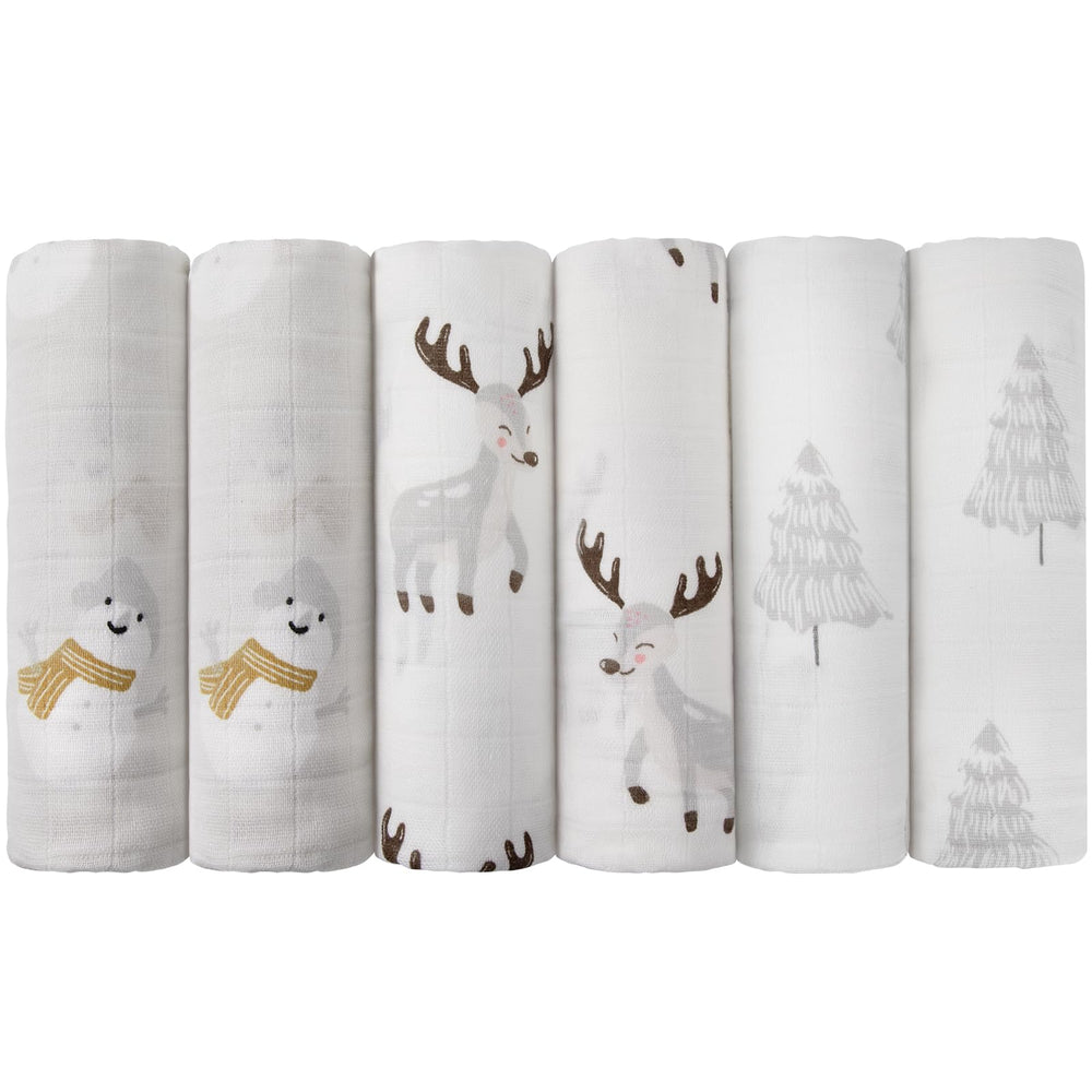 Maliton muslin swaddle blankets 6-pack in soft, breathable fabric for newborns.