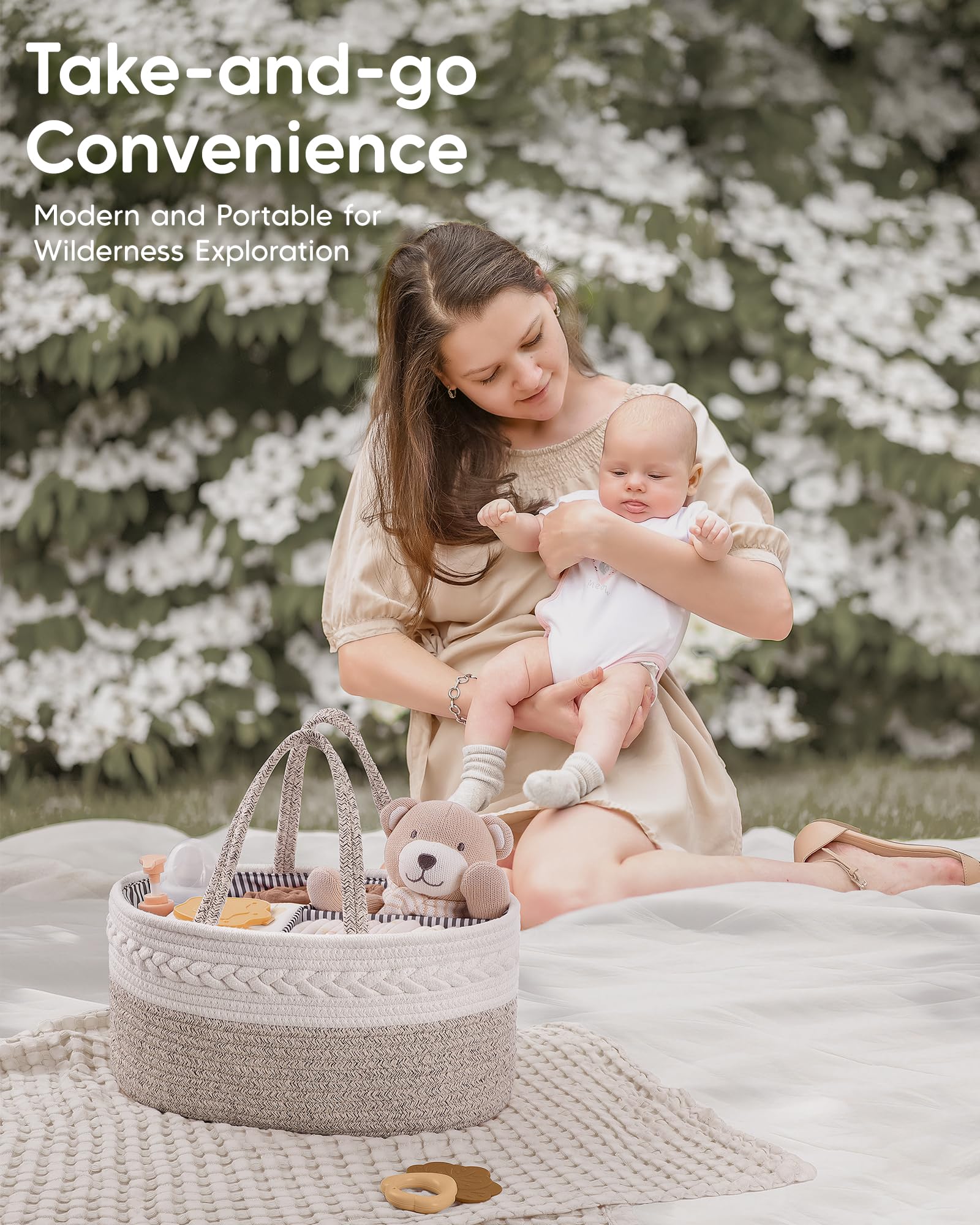 Maliton versatile nursery basket ideal for changing table or living room.