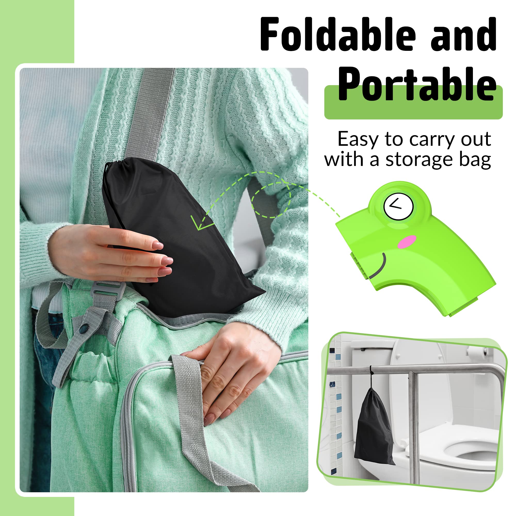 Maliton frog potty seat compatibility with standard and elongated toilets.