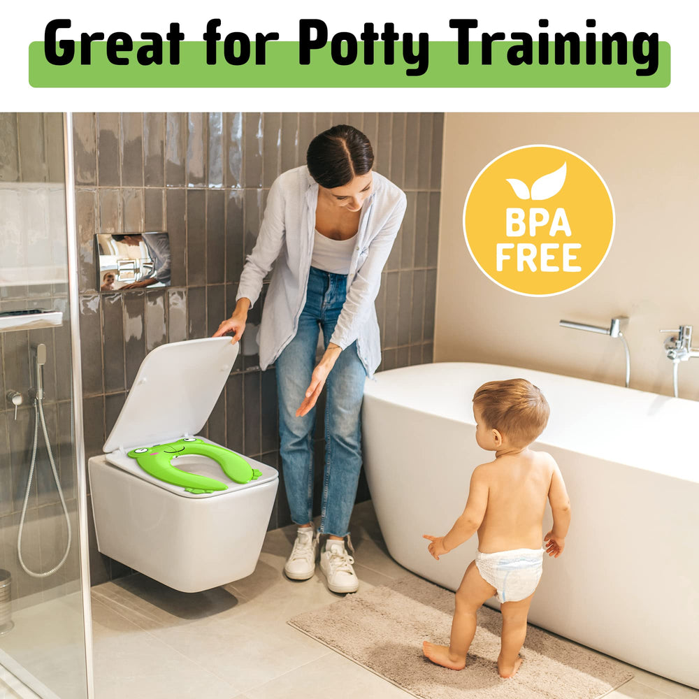 Drawstring bag included with Maliton frog potty seat for easy transport.