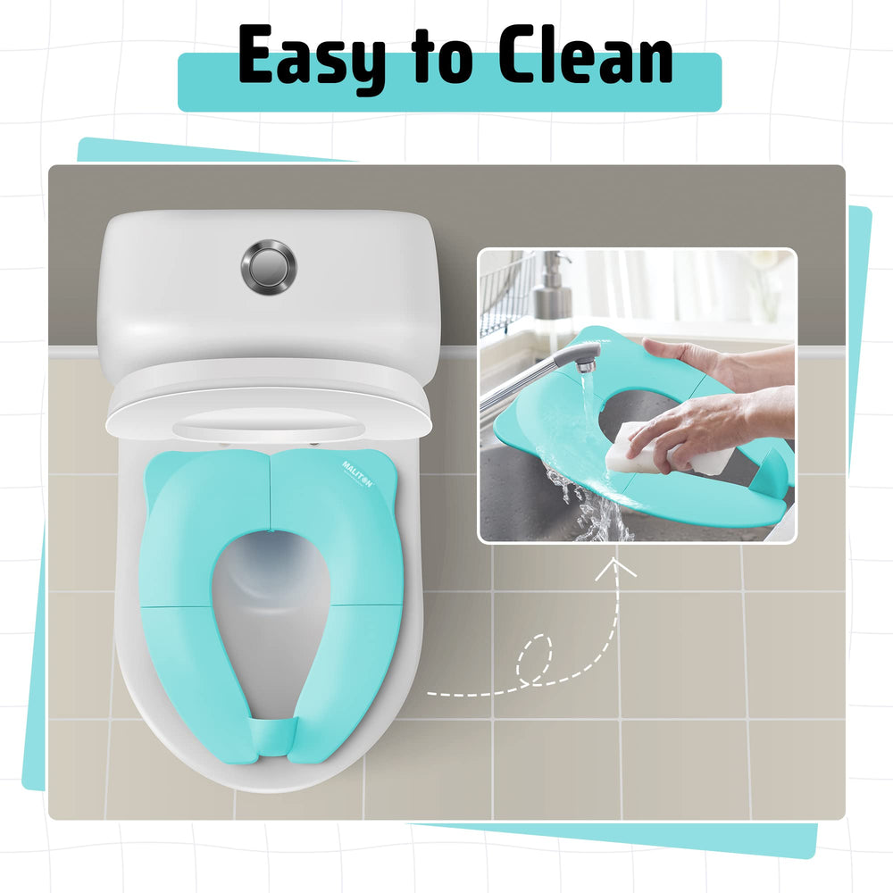 Maliton portable potty seat fits standard toilets for home and travel.