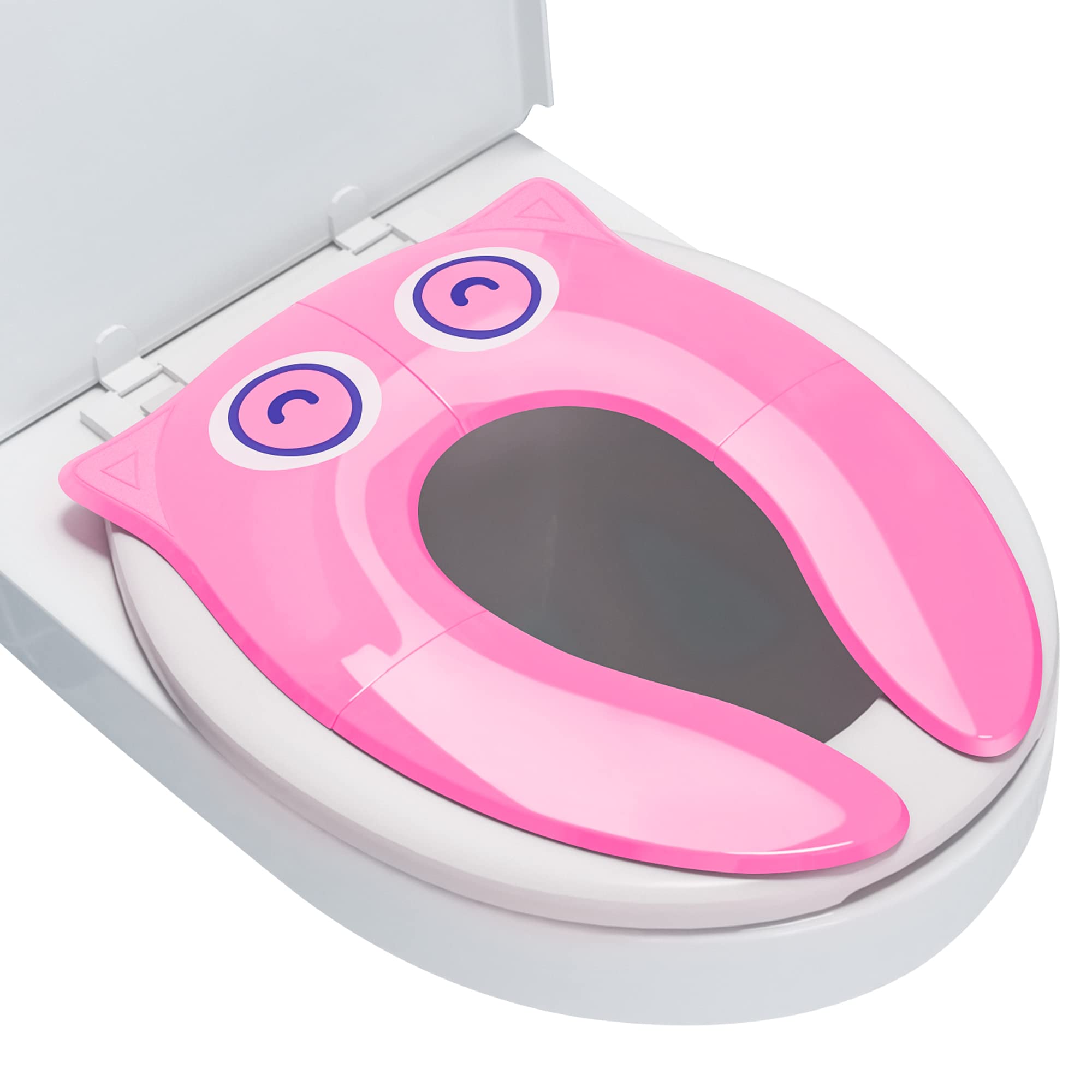 Maliton portable potty seat in pink owl design for travel and training