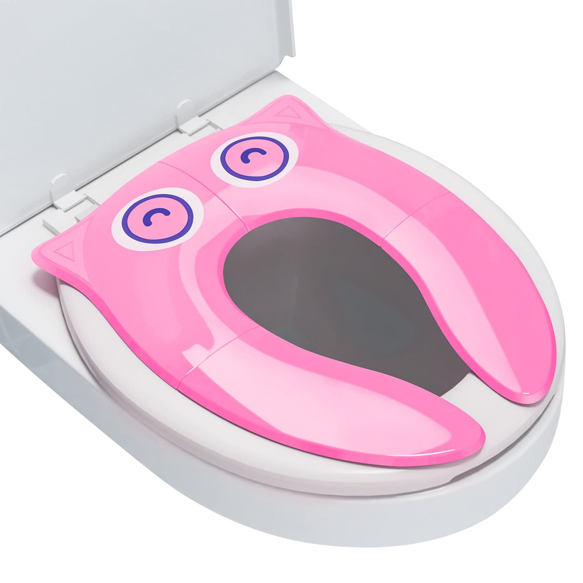 Maliton portable potty seat in pink owl design for travel and training