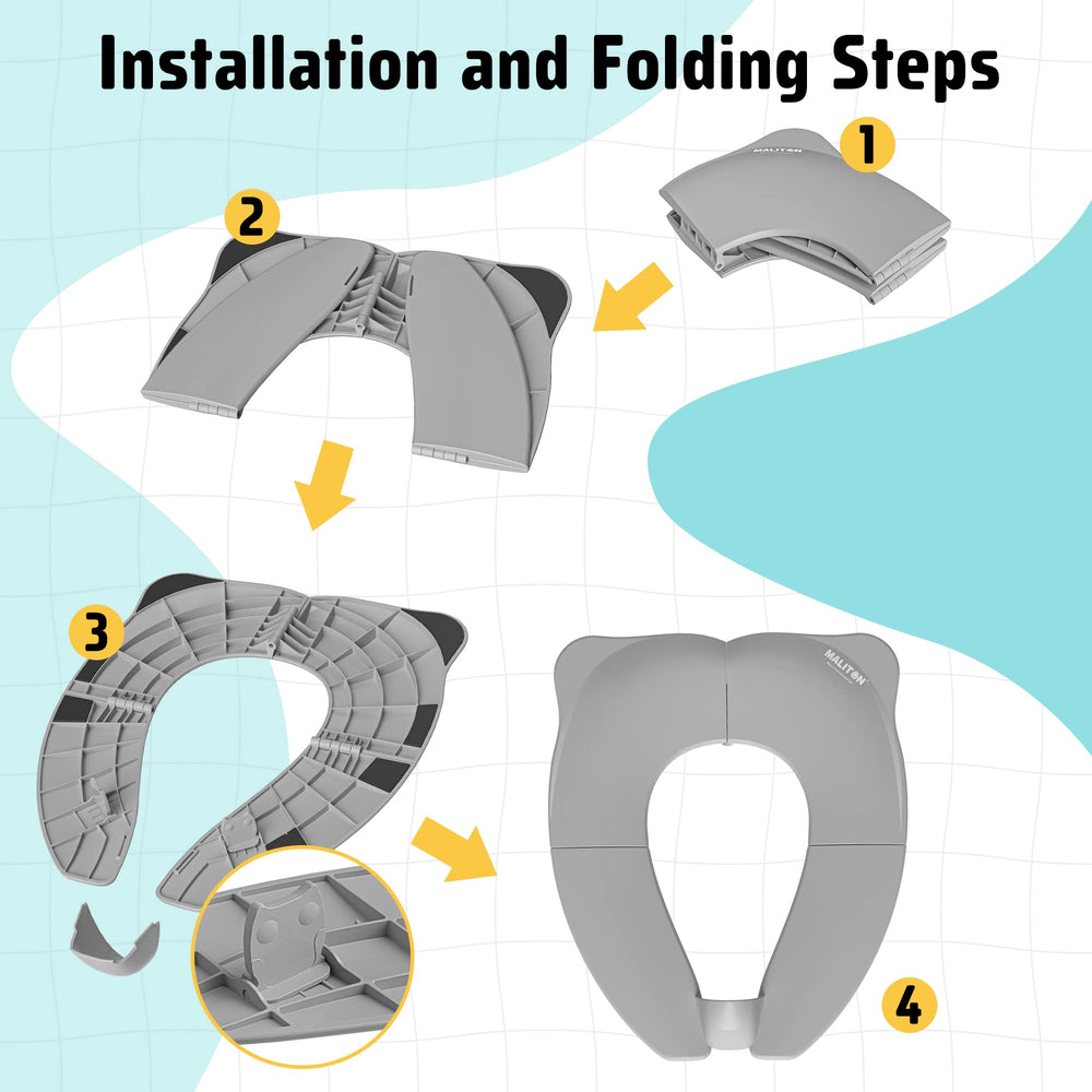 Maliton Travel Potty Seat compact dimensions fit in luggage and hotel rooms