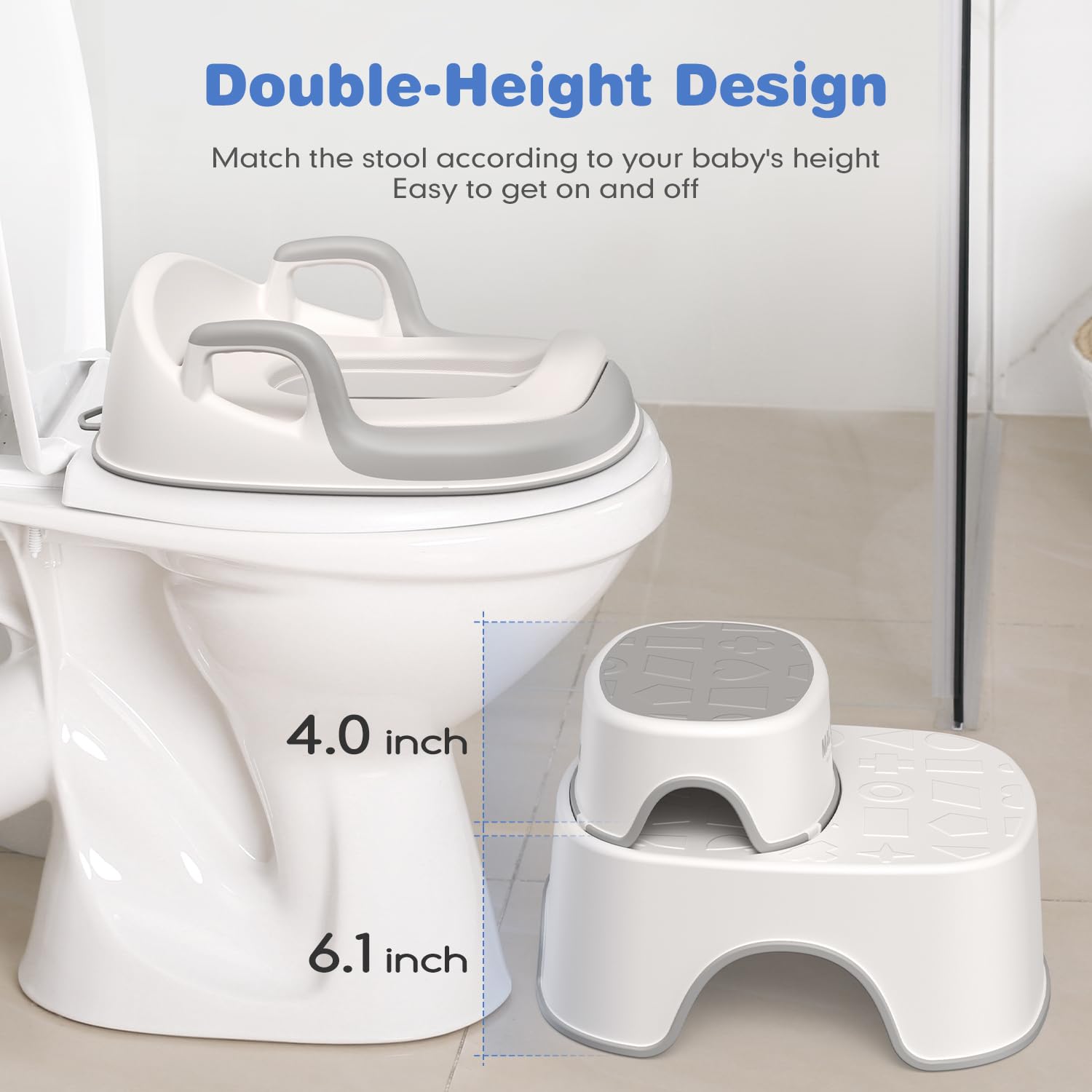 Maliton potty seat with non-slip border prevents shifting for safer bathroom moments.