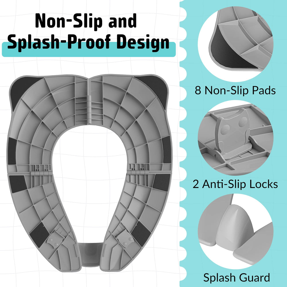 Maliton Travel Potty Seat non slip pads provide stable seating on slick surfaces