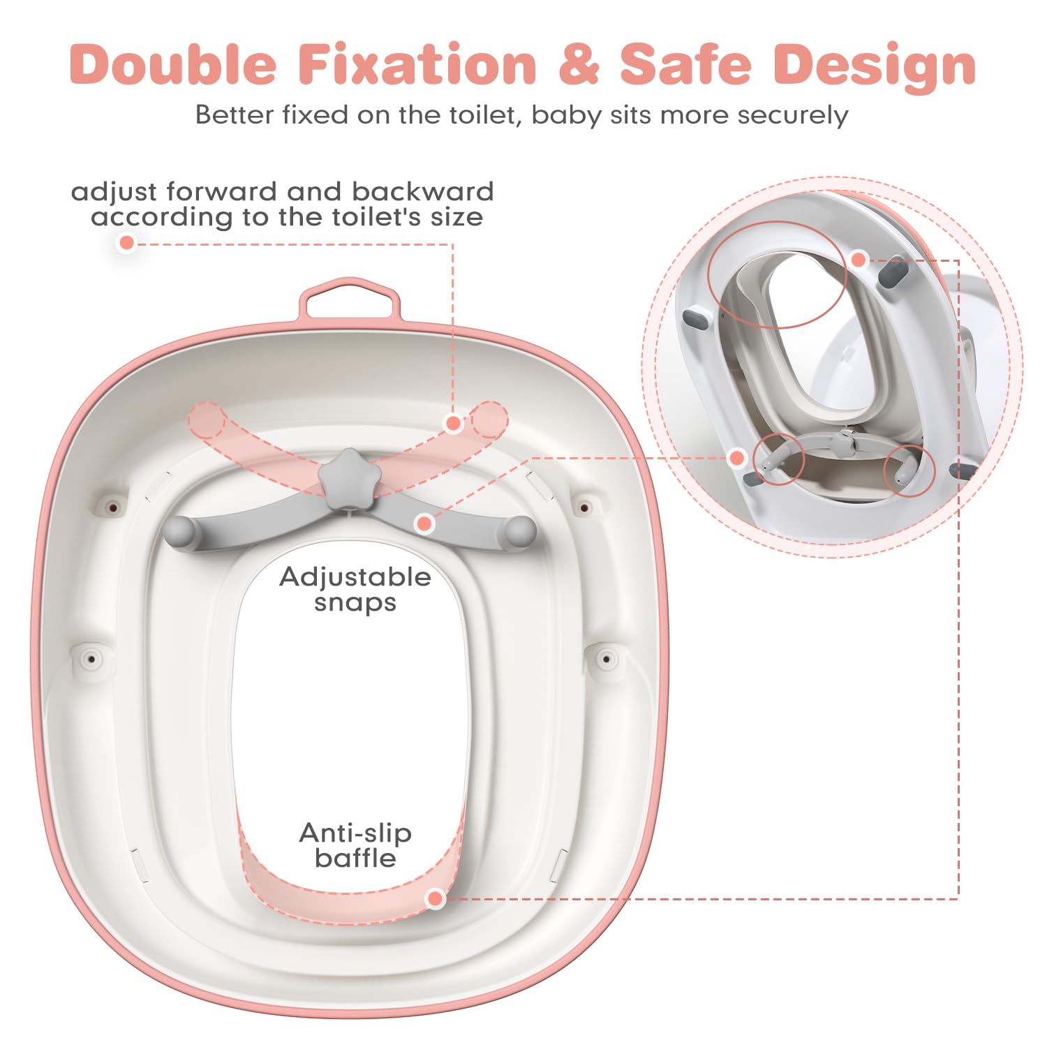 Maliton potty seat PU cushion pink adds soft comfort for sensitive skin