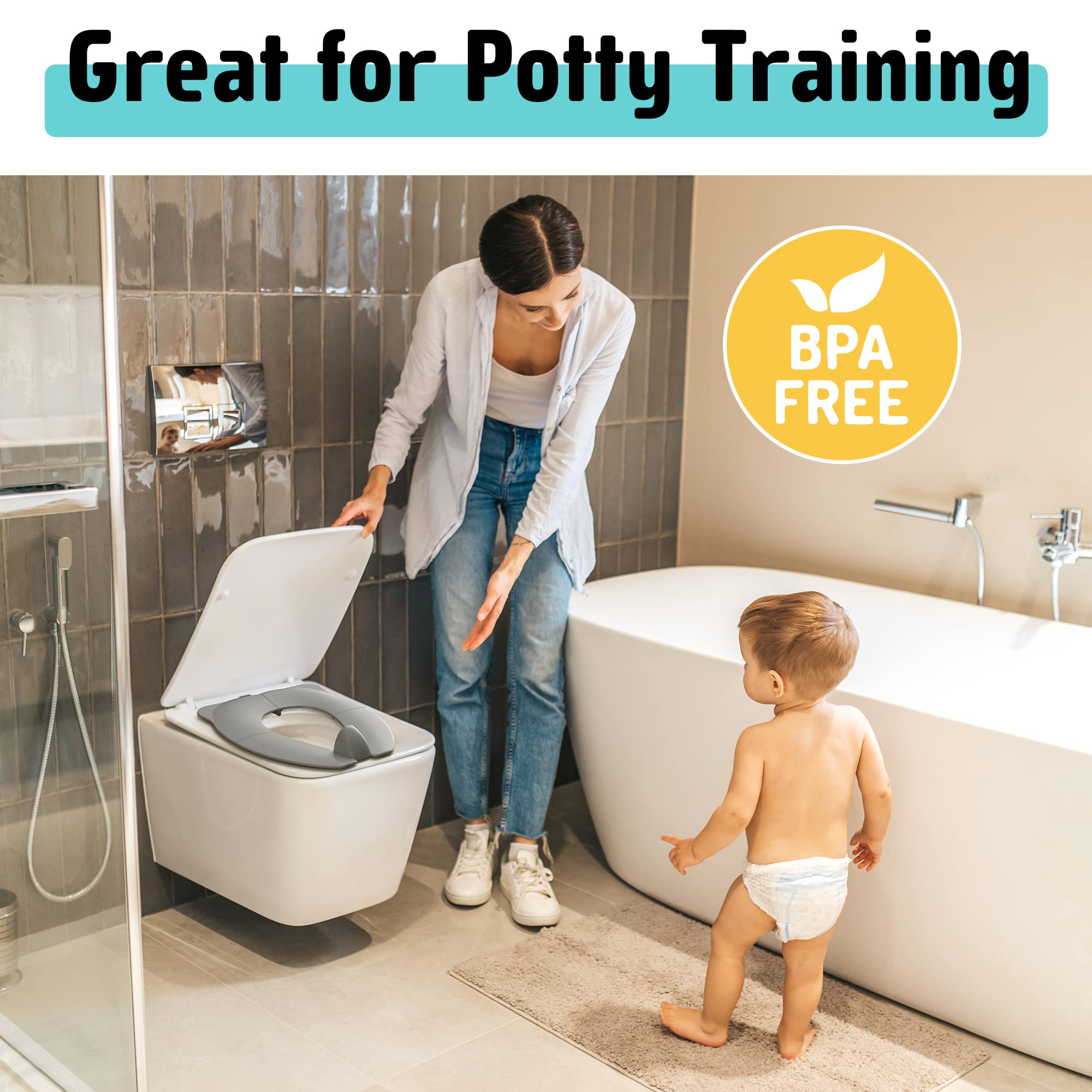 Maliton Travel Potty Seat splash guard helps prevent spills during potty training