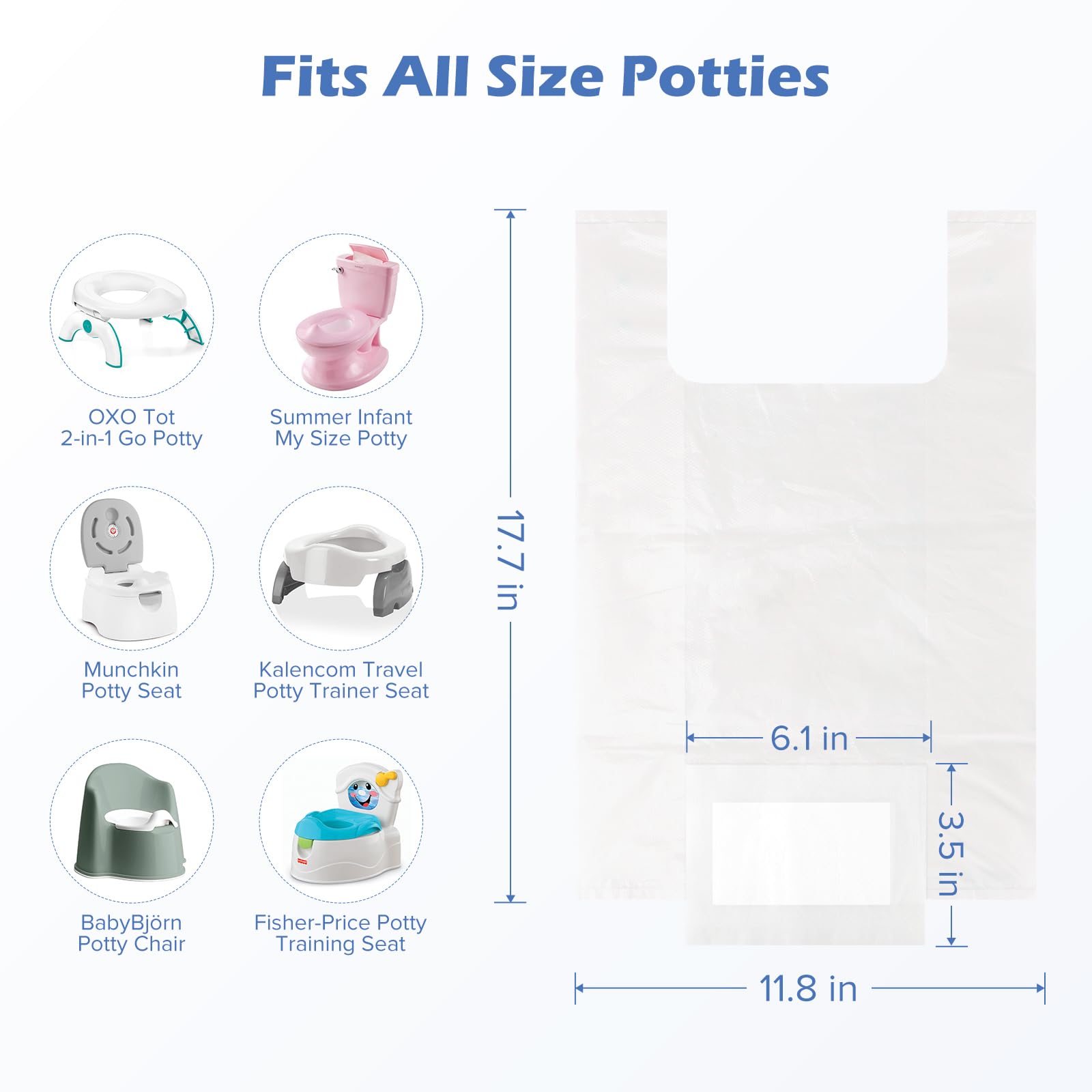 Sanitary disposable liners simplify potty cleanup between uses.