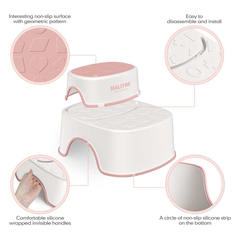 Maliton two-in-one step stool pink enables independent bathroom routines