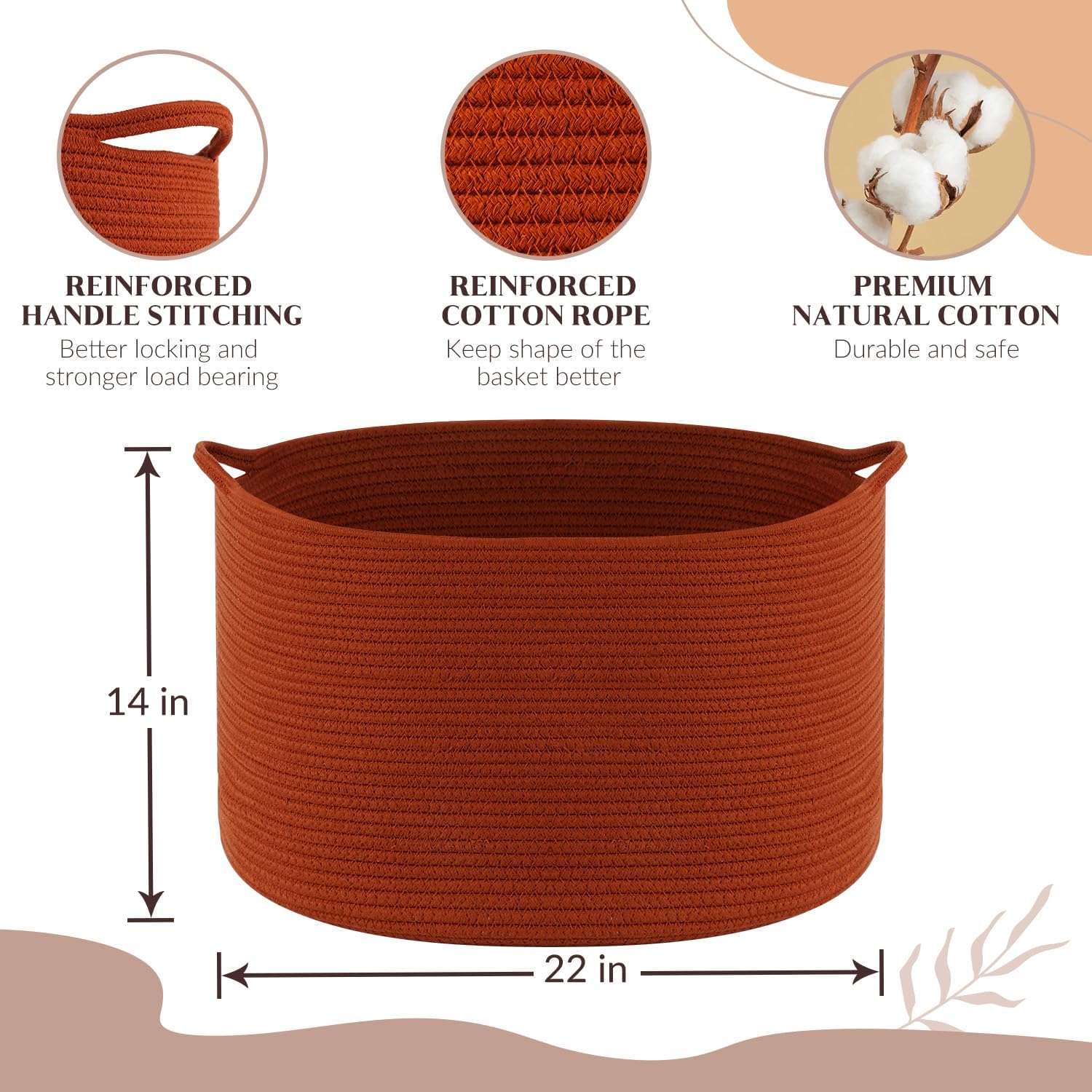 Maliton XXL round cotton rope basket serves as a laundry hamper with soft edges.