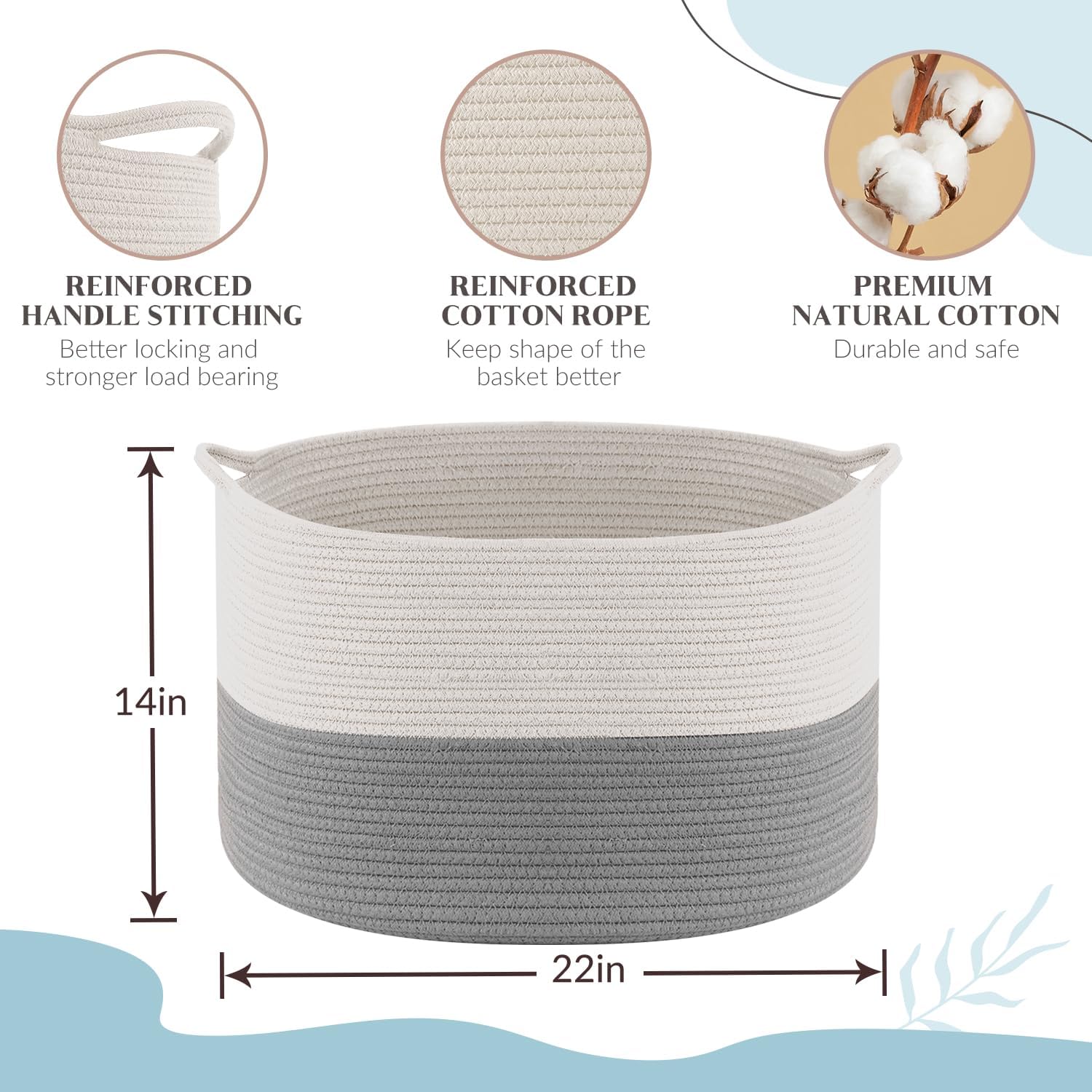 Maliton XXXLarge basket as laundry hamper with sturdy handles