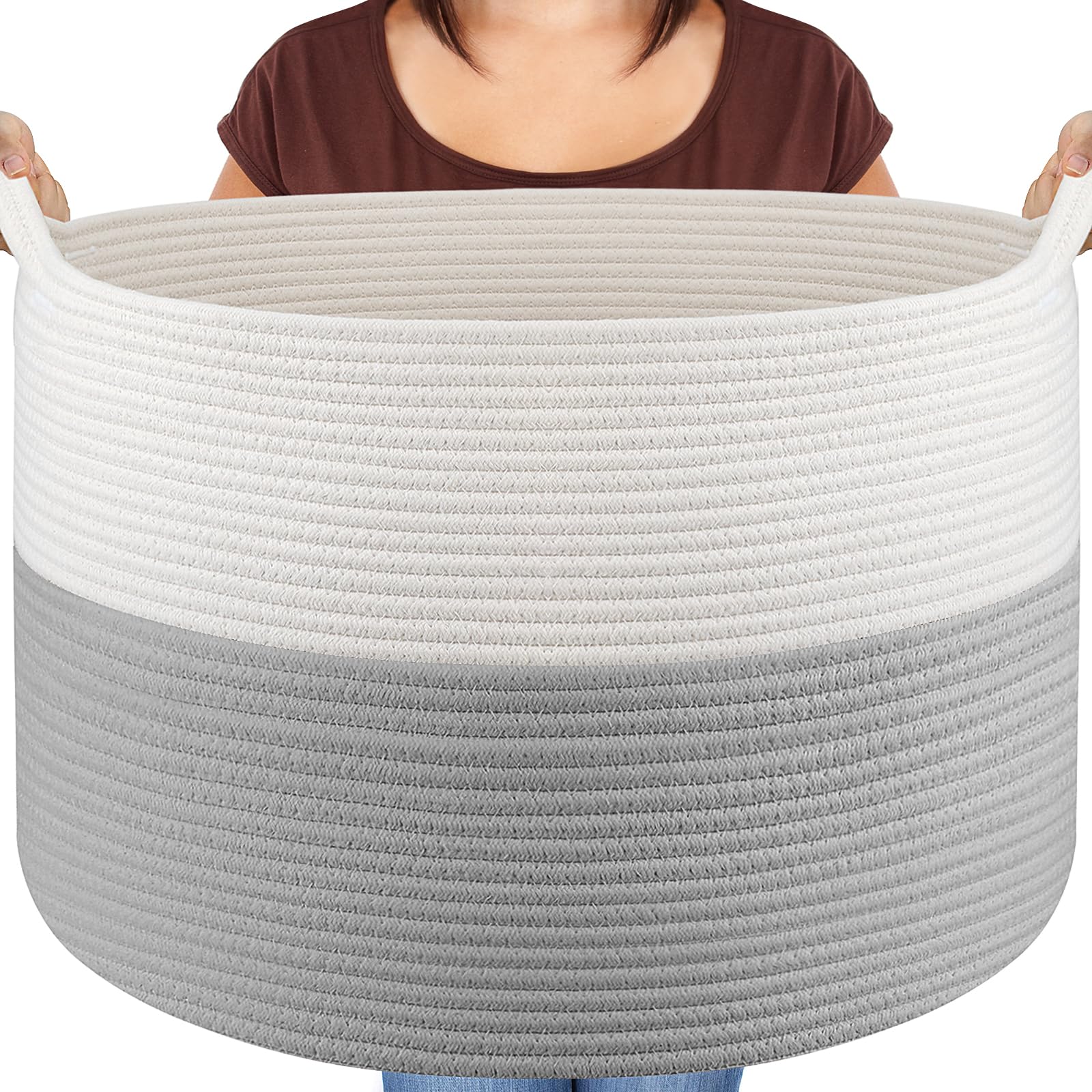 Maliton XXXLarge basket in living room displaying ample blanket storage