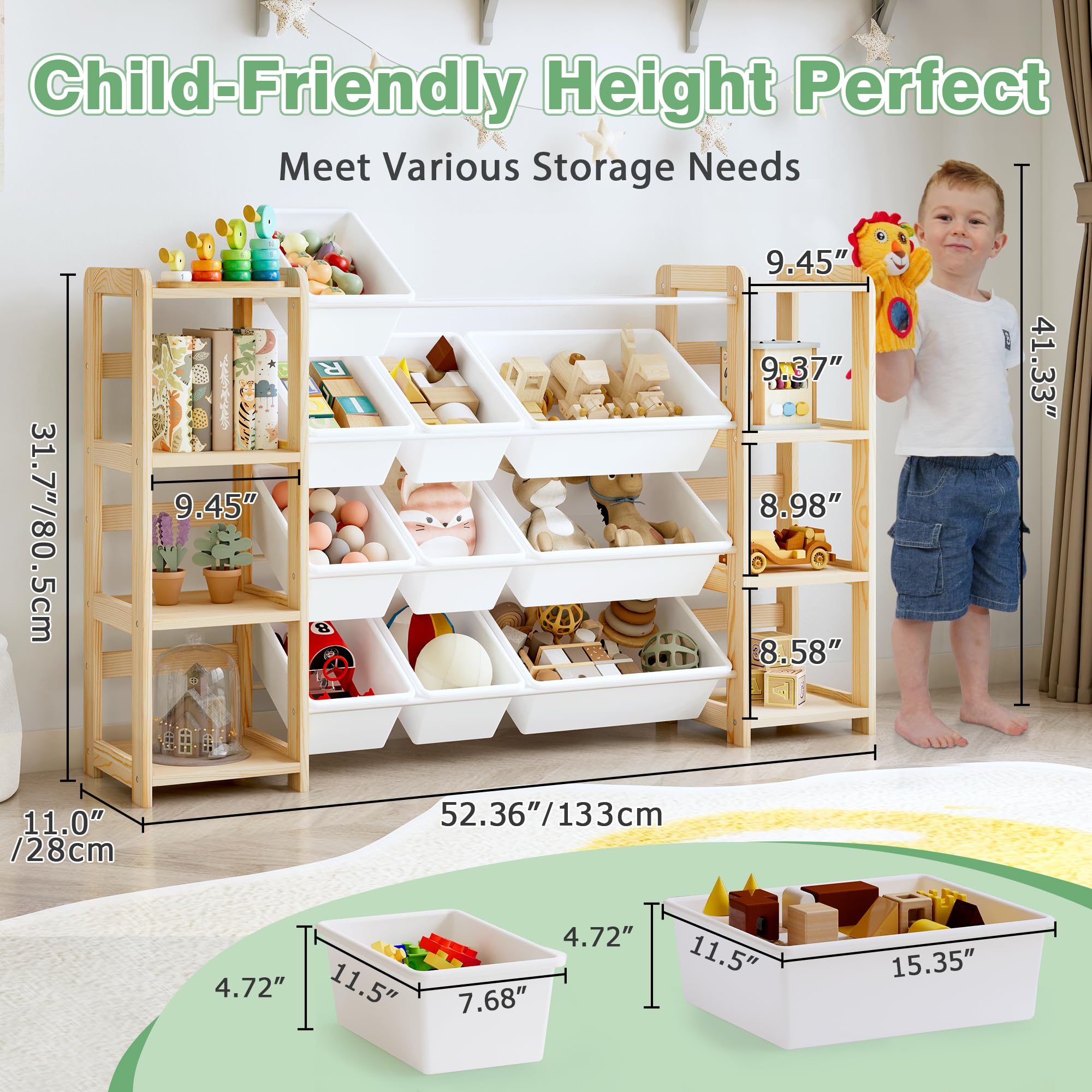MallBest toy storage with dual bookshelves provides accessible book organization at child's reach