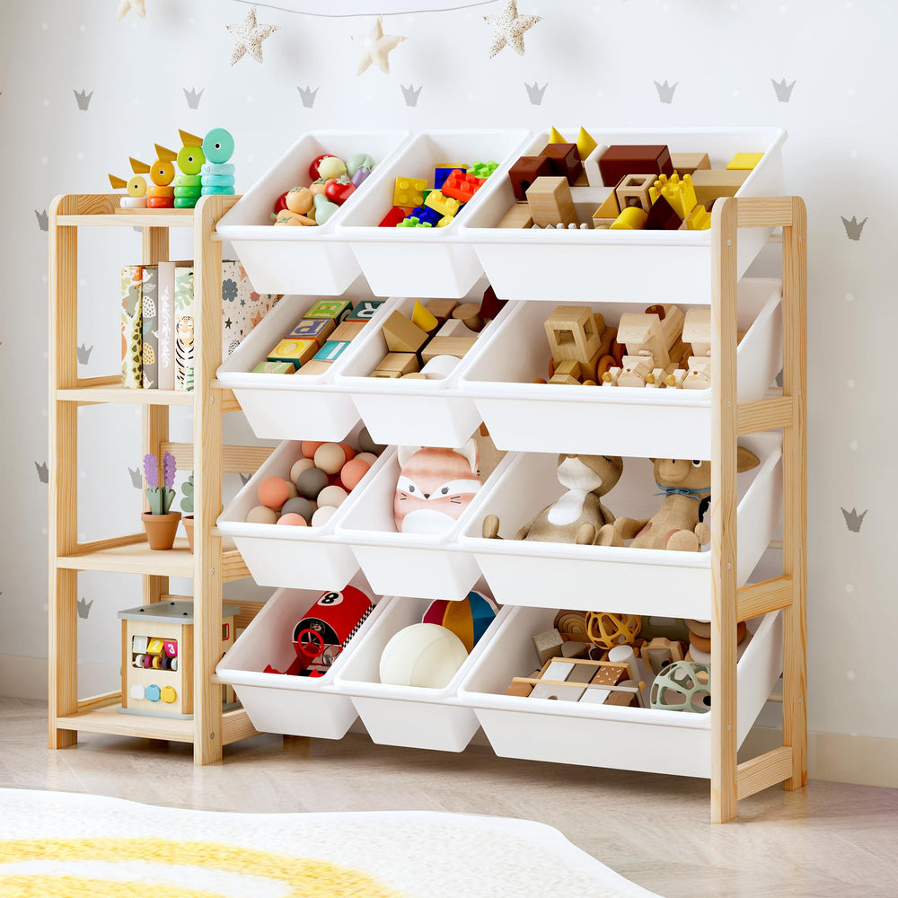 MallBest toy storage organizer in natural pine wood for durable, kid-safe storage.