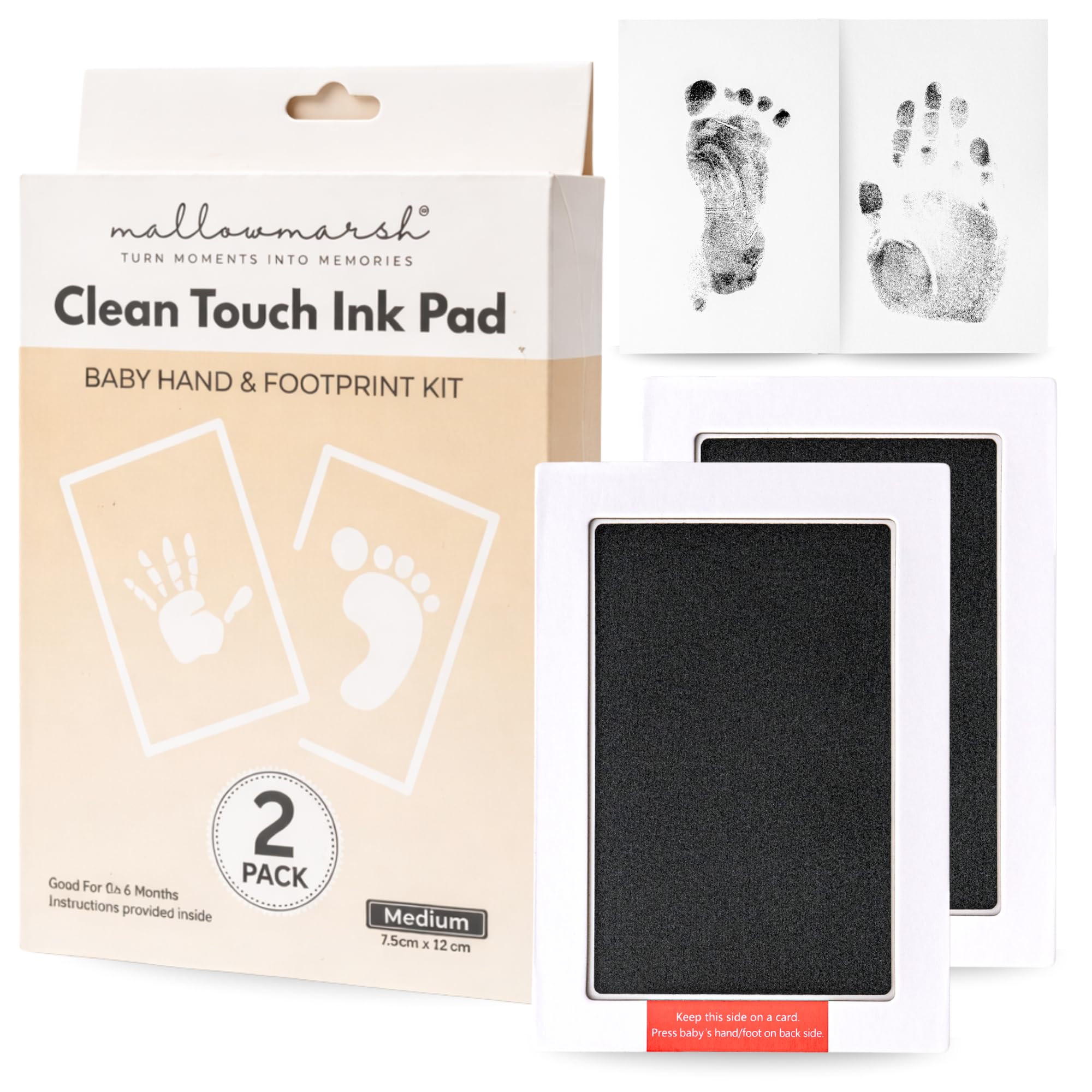 Mallowmarsh Clean Touch ink pad for no-mess baby prints.