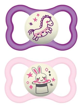 MAM Air Night Pacifier glow-in-the-dark for easy night-time location and comfort.