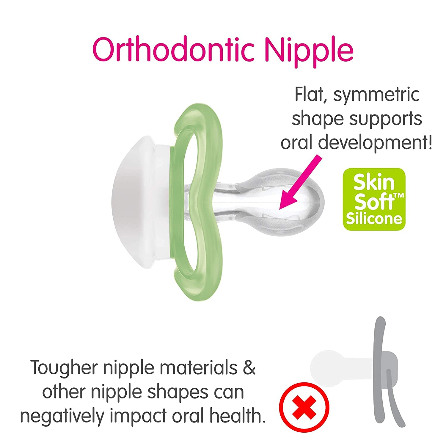 MAM Air Night Pacifier open-air-holes design provides ventilation and visible smile checks.
