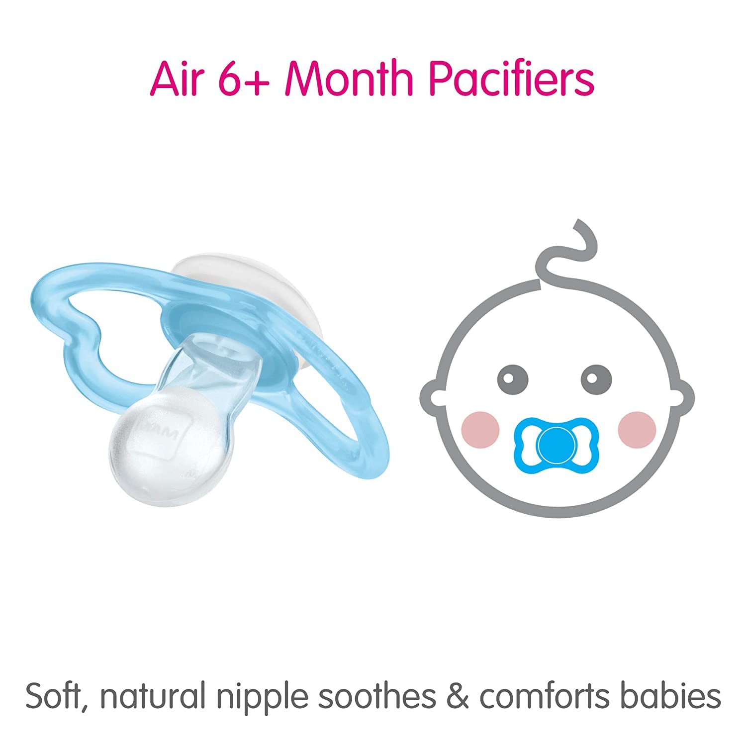 MAM Air Night Pacifier sensitive-skin shield offers breathable comfort.