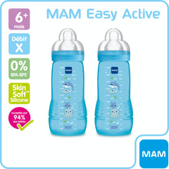 MAM Easy Active 2nd Age bottle 330ml blue wide opening for easy filling and cleaning