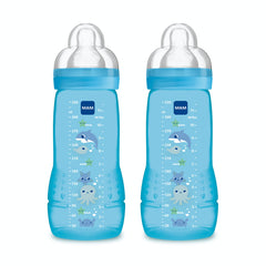 MAM Easy Active 2nd Age bottle 330ml blue with ergonomic grip for easy feeding