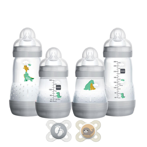 MAM feed and soothe bottle set shown for easy newborn feeding