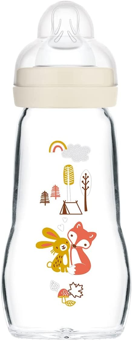 MAM Feel Good Glass Bottle 260 ml — sturdy glass for safe warming and quick cooling