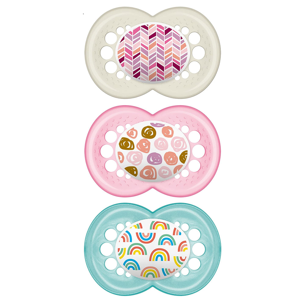 MAM Original Pacifier with SkinSoft silicone nipple supports a comfortable latch.