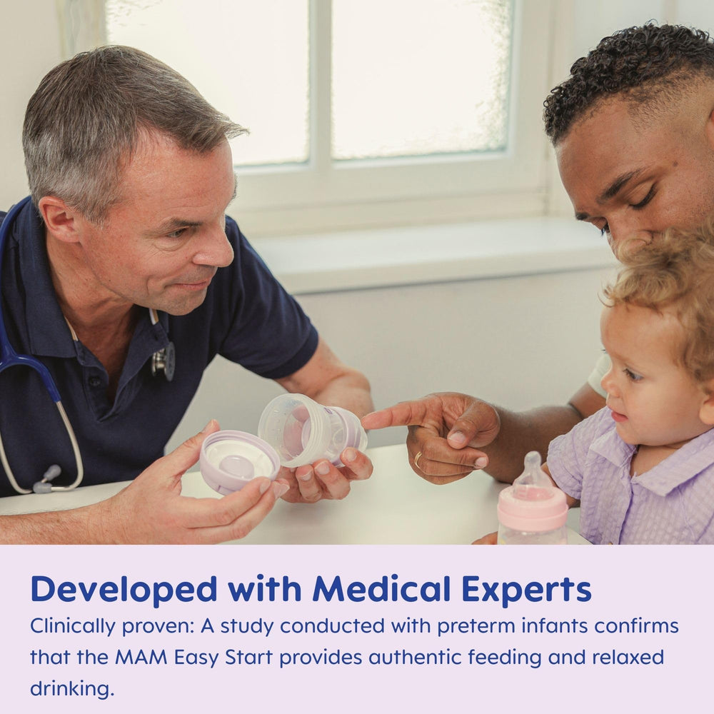 MAM self-sterilizes in 3 minutes for quick, safe prep.