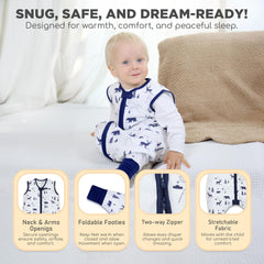 Mama Cheetah 0.5 TOG organic cotton fabric keeps baby comfortable.