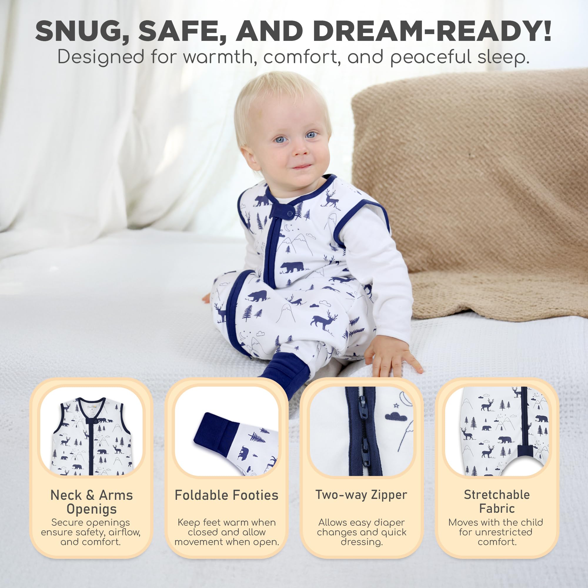 Mama Cheetah 0.5 TOG organic cotton fabric for breathable warmth