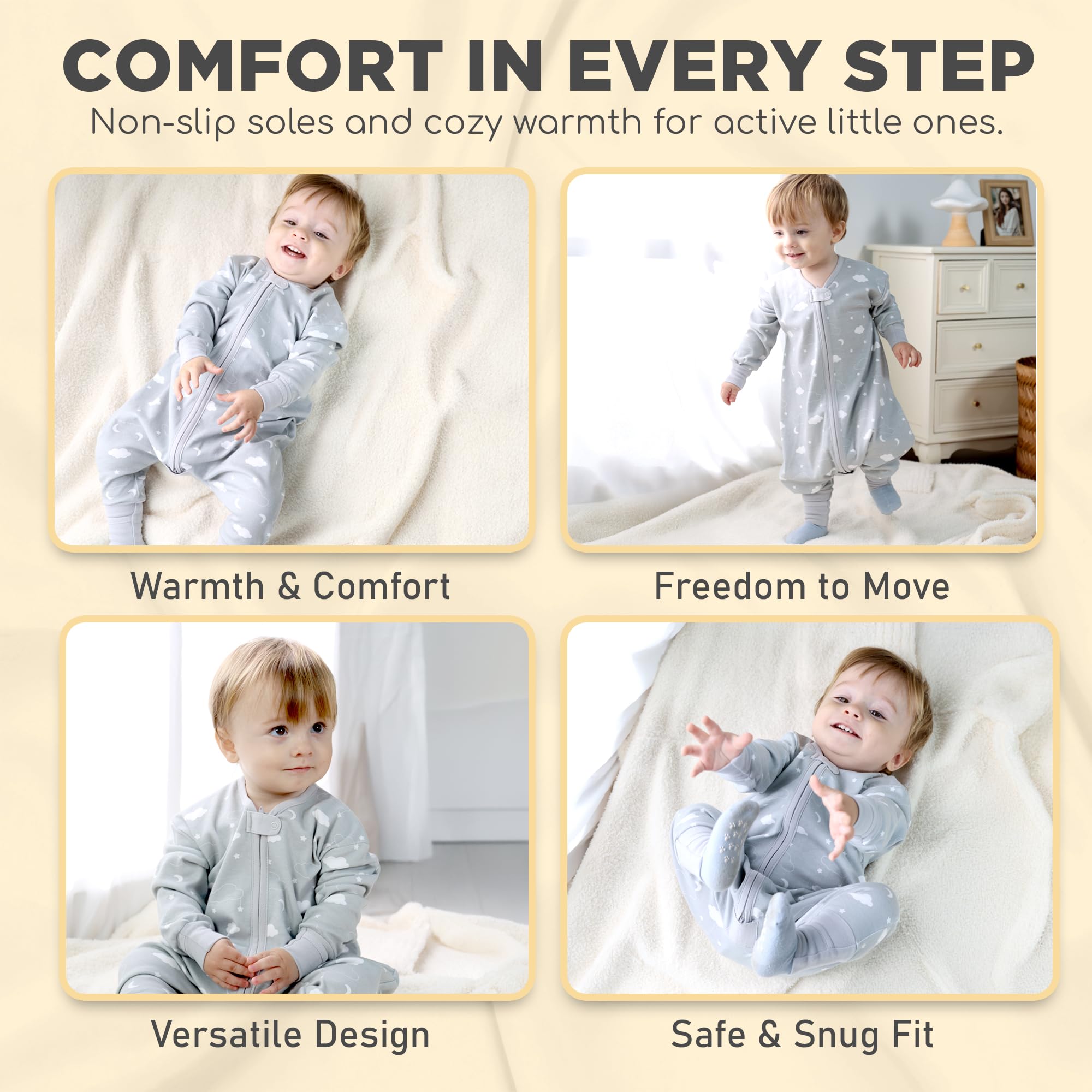 Mama Cheetah adjustable foot openings for warmth or mobility.