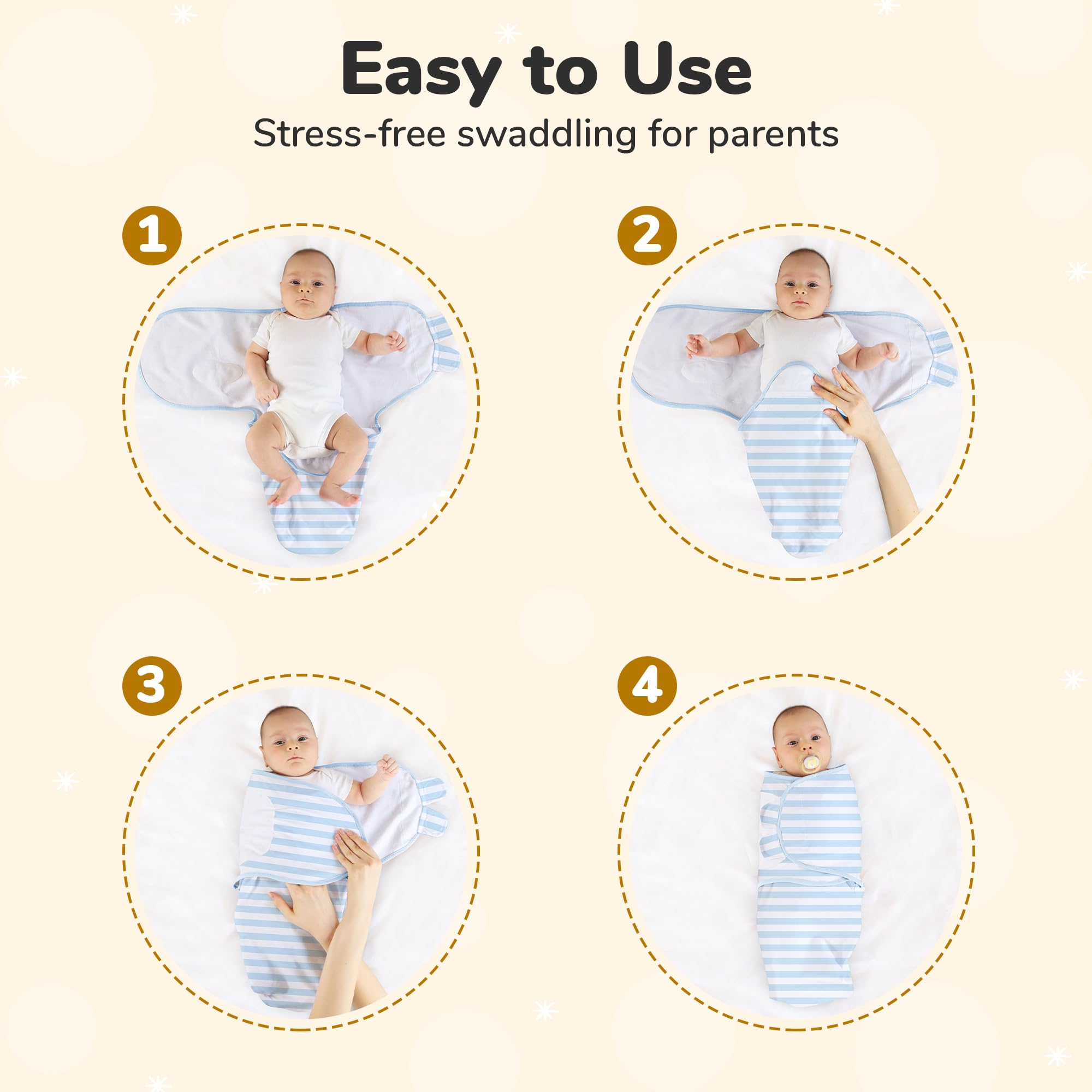 Mama Cheetah Baby wearing swaddle demonstrates easy, secure wrap