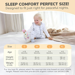 Mama Cheetah sleep sack with adjustable foot openings for mobility.