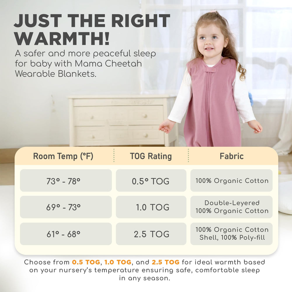 Mama Cheetah sleep sack is machine washable and durable for busy families.