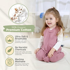 Mama Cheetah organic cotton sleep sack legs; breathable comfort for restful nights.