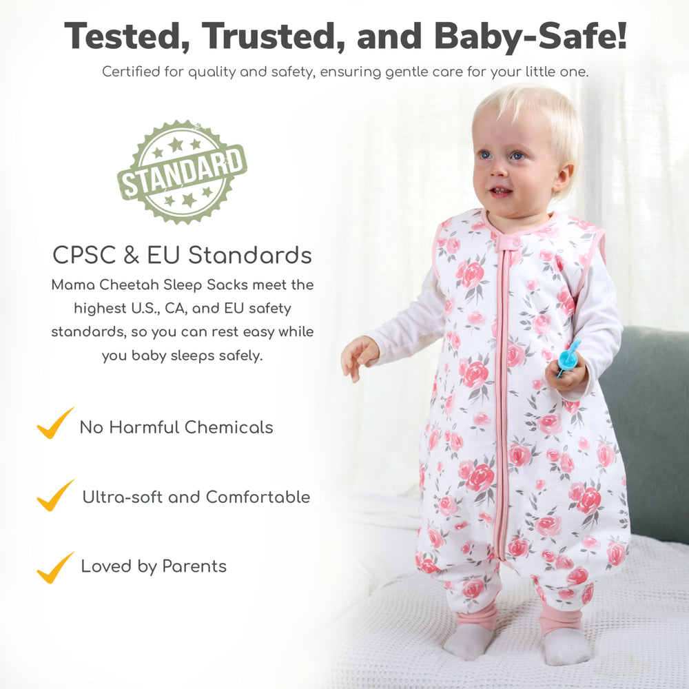 Mama Cheetah Organic Cotton Sleepsack with Legs breathable softness for naps