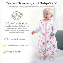 Mama Cheetah Organic Cotton Sleepsack with Legs breathable softness for naps