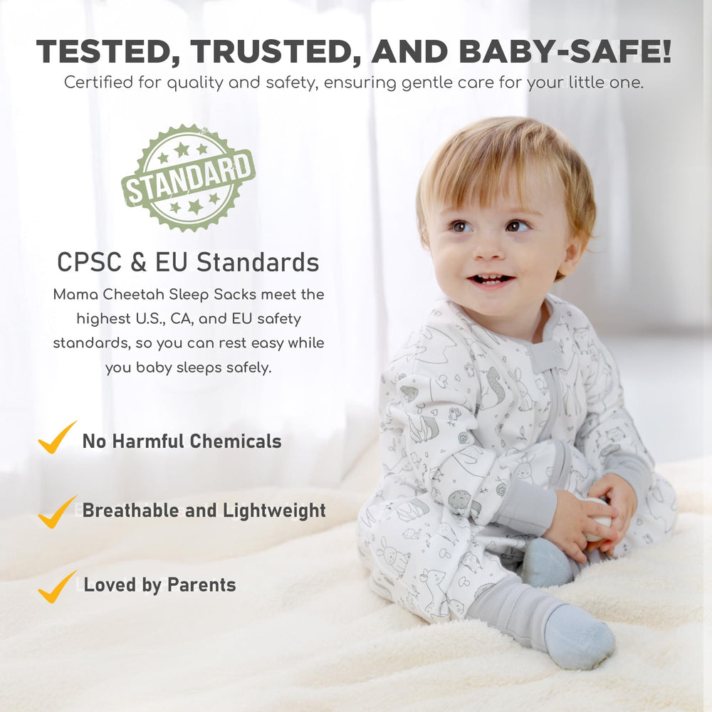 Mama Cheetah sleep sack size guide helps choose the right fit.