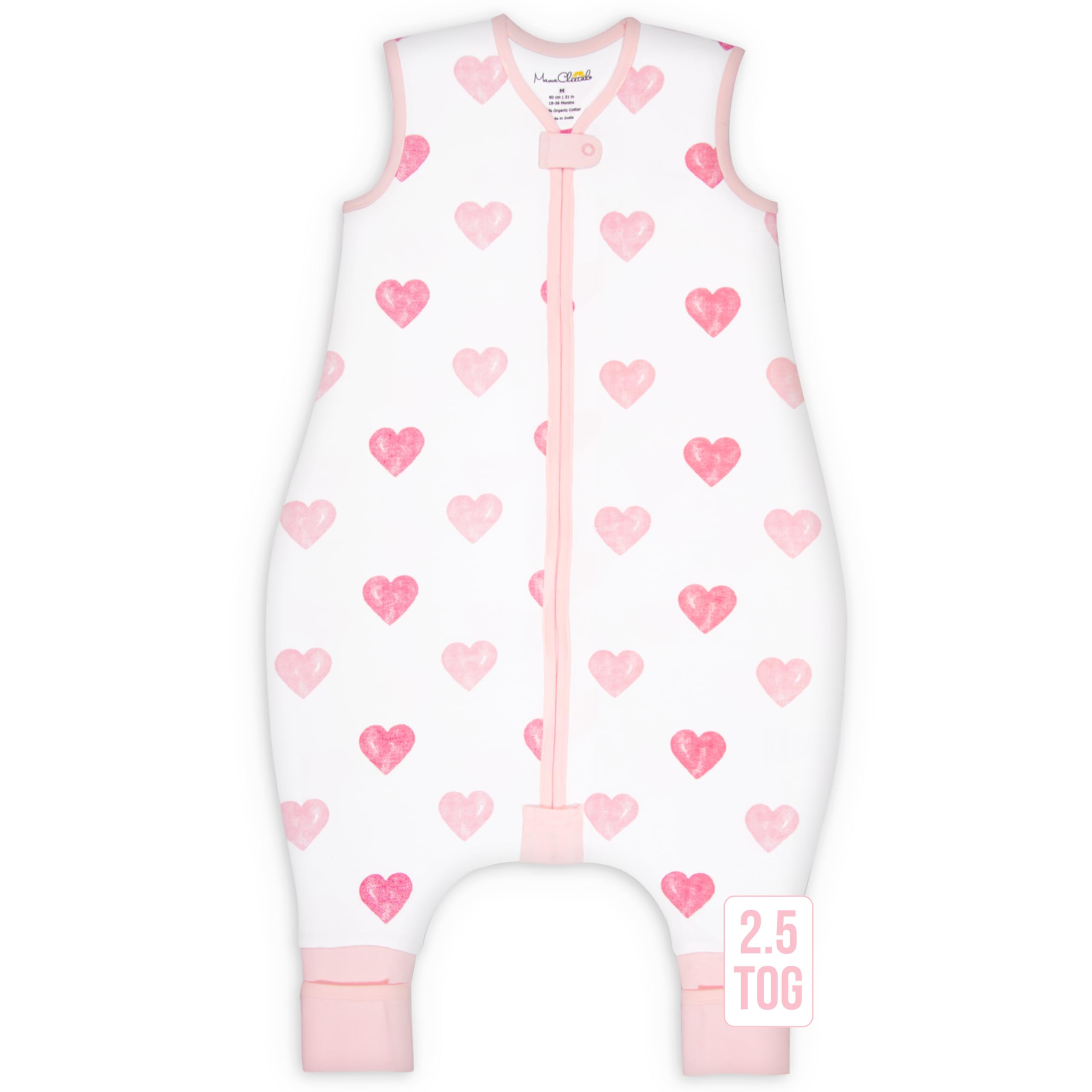 Mama Cheetah sleep sack with feet for 4T–5T toddlers, cozy warmth.