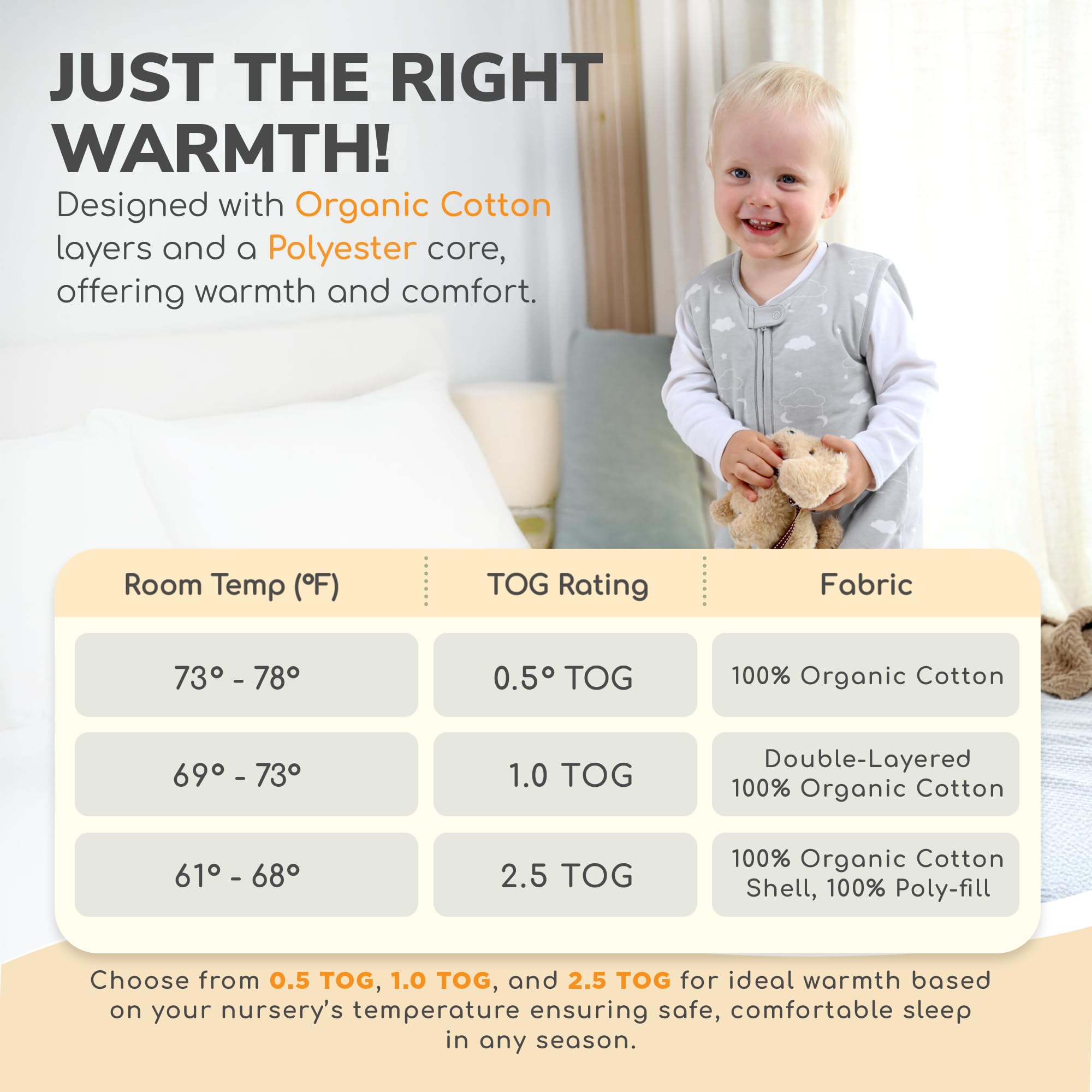 Medium size 18-36 months sleep sack ready for growing toddlers