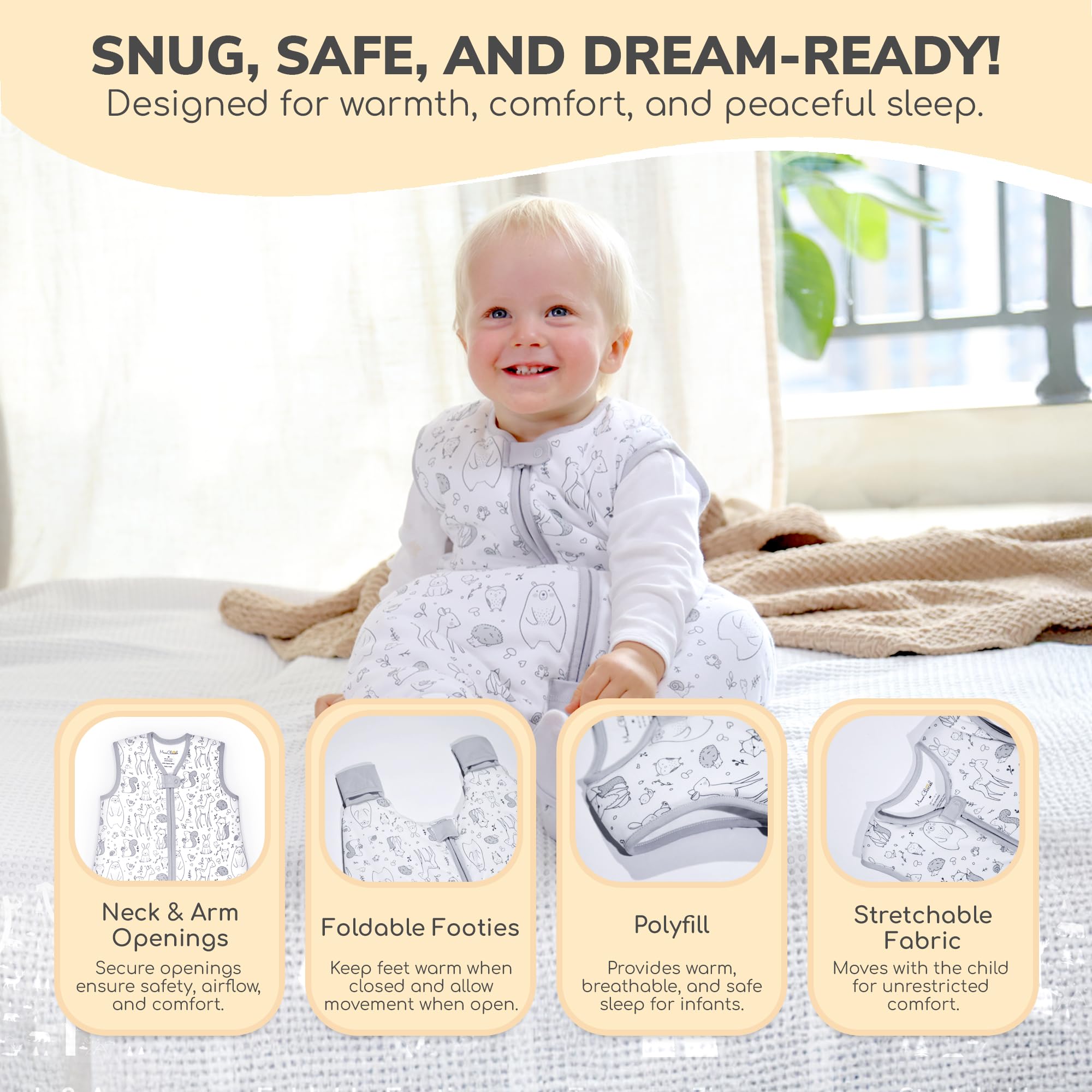 Mama Cheetah sleep sack is travel-friendly and easy to pack
