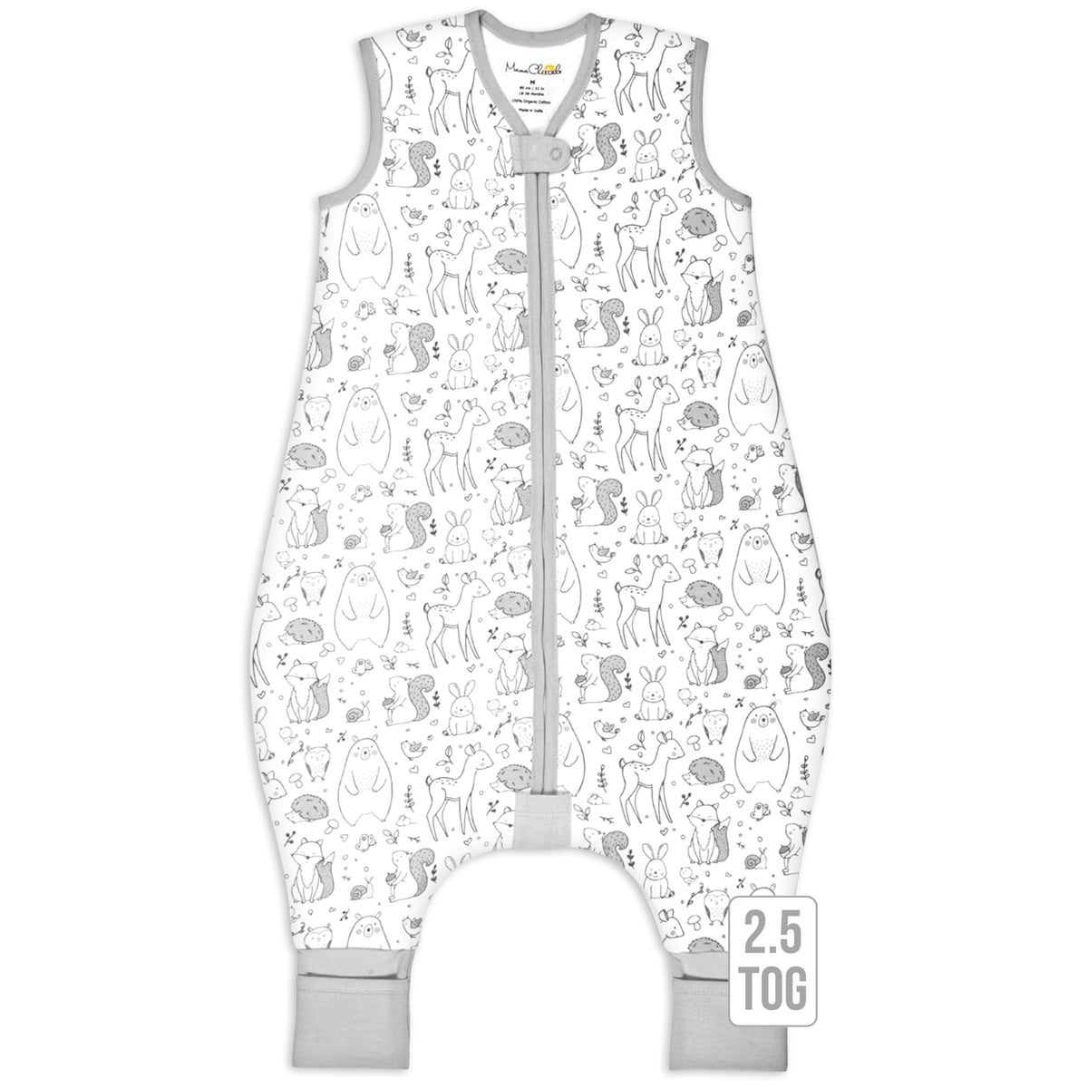 Mama Cheetah sleep sack with feet showing 2.5 TOG warmth for cooler nights