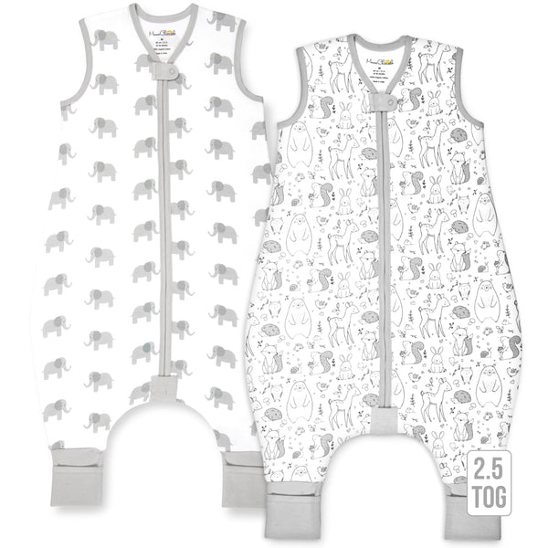 Mama Cheetah toddler sleep sack with feet shows cozy footed warmth and secure fit.
