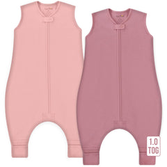 Mama Cheetah sleep sack with feet closeup shows soft organic cotton.