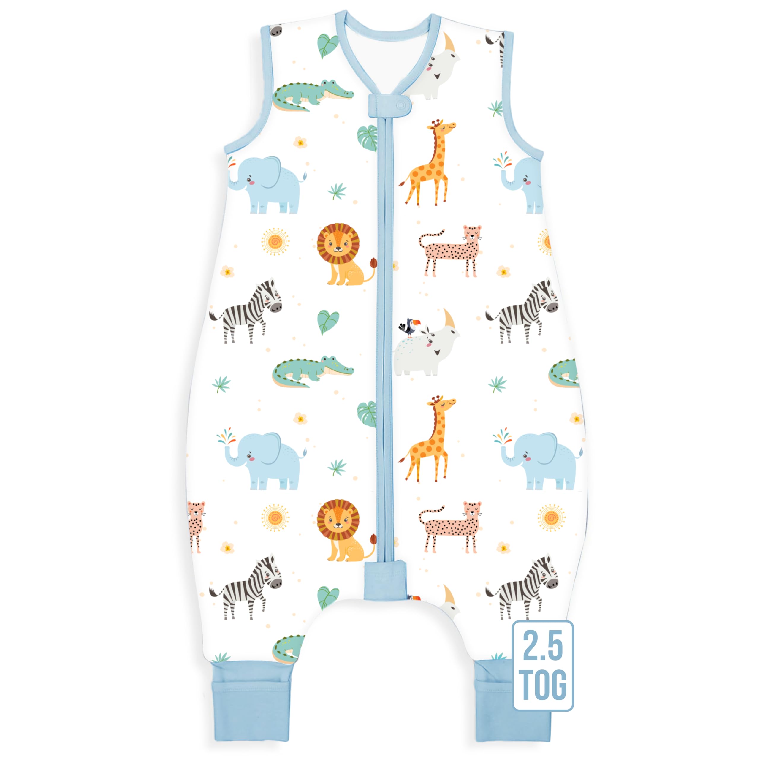 Mama Cheetah sleepsack with feet front view highlights soft organic cotton warmth