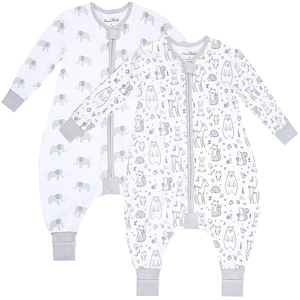 Mama Cheetah sleep sack with feet and 2-way zipper keeps toddlers cozy